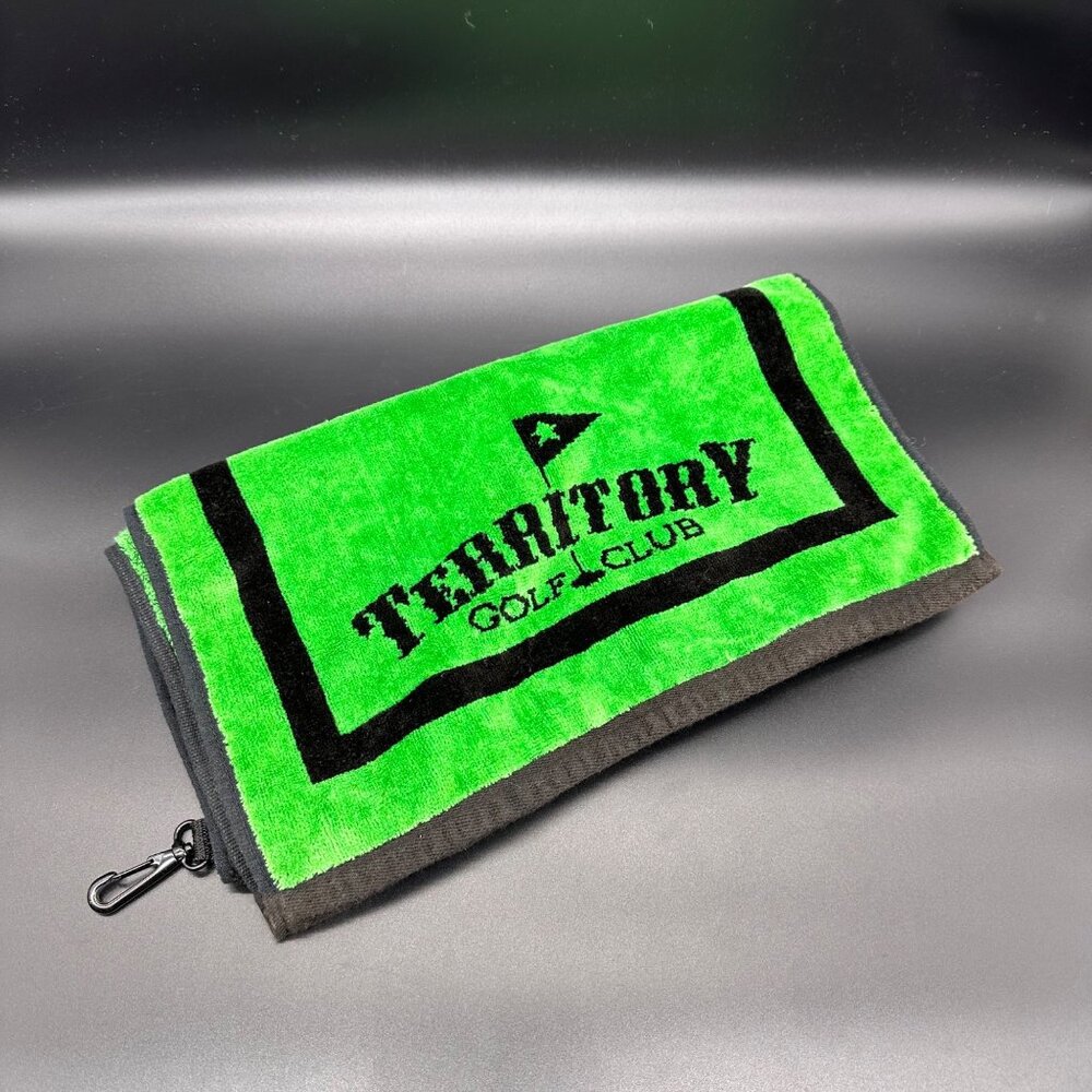 Golf Bag Towel Territory Golf Club Merch Swag Green Black Metal Clip Sports